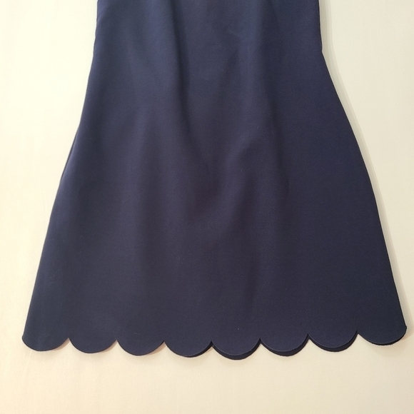 J. Crew Dress Scalloped Mini Laser Cut Navy Blue Wrinkle Free Size 00 - Picture 7 of 16